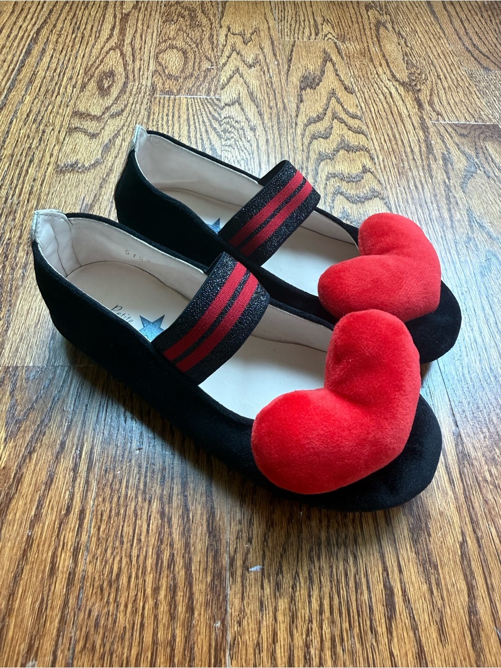 Petite Hailey Velvet Flats with Red Heart Accent Sz 13